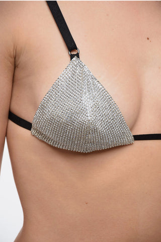 Triangle Bralette Top with Crystals Embellishment