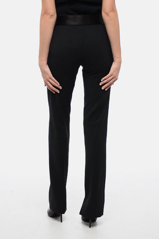 Pantaloni in Misto Lana con Banda in Satin