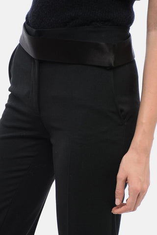 Pantaloni in Misto Lana con Banda in Satin