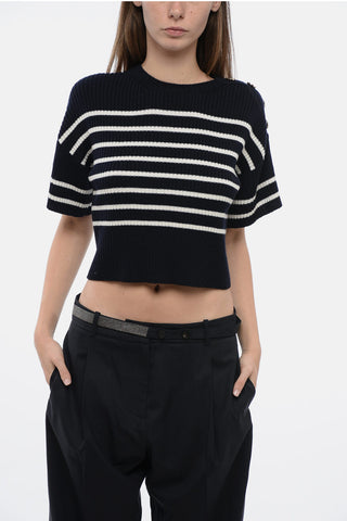 Crop Top in Maglia con Retro Lace-up