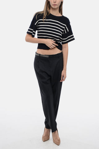 Crop Top in Maglia con Retro Lace-up