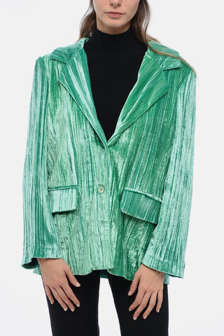 Curly Velvet Loose-Fit Blazer with Paded Shoulder