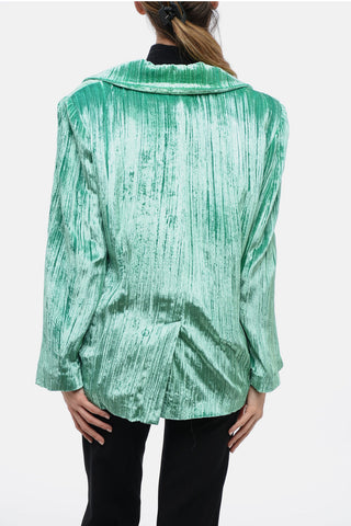 Curly Velvet Loose-Fit Blazer with Paded Shoulder