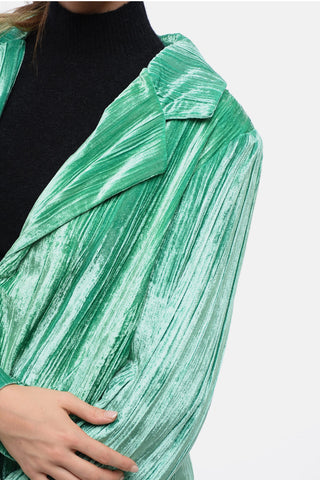 Curly Velvet Loose-Fit Blazer with Paded Shoulder