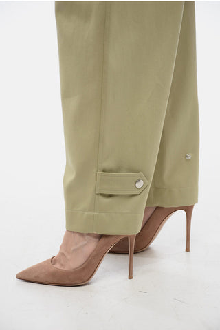 Pleated Baloon-Fit Pants with Half-Belt