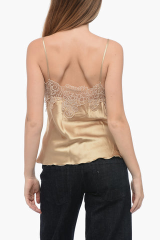Silk Top with Lace Applique
