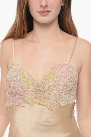 Silk Top with Lace Applique