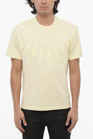 Rundhals-T-Shirt Slim Fit FAIRISLE THUNDERBOLT mit Ton-in-Ton-Print