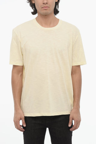 Solid Color YOKE BACK MULTIYARN Crew-neck T-shirt
