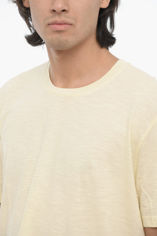 Solid Color YOKE BACK MULTIYARN Crew-neck T-shirt