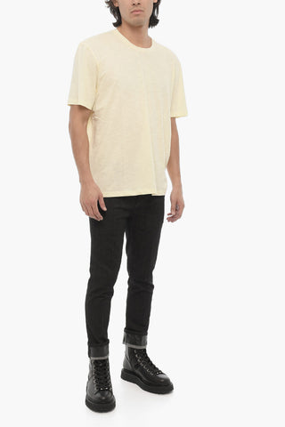 Solid Color YOKE BACK MULTIYARN Crew-neck T-shirt