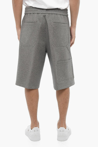 Solid Color Cargo Sweat Shorts