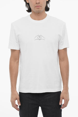 Crew Neck Slim Fit T-shirt with Heart Print
