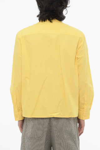 Solid Color Loose Fit Shirt with Double Breast Pocket