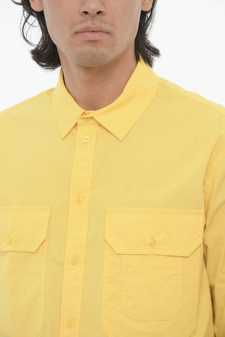 Solid Color Loose Fit Shirt with Double Breast Pocket