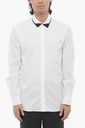 Slim-Fit Cotton Poplin Shirt with Double Collar