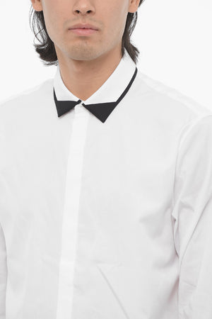 Slim-Fit Cotton Poplin Shirt with Double Collar