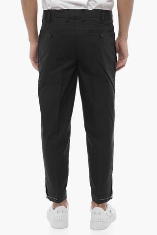 Slim Fit Solid-Color Chino Pants with Adjustable Ankle