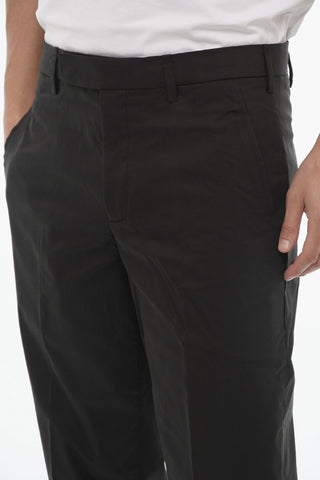 Slim Fit Solid-Color Chino Pants with Adjustable Ankle