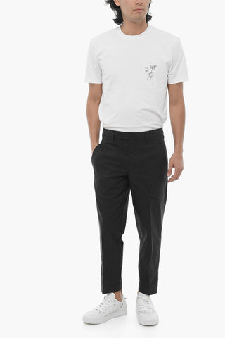 Slim Fit Solid-Color Chino Pants with Adjustable Ankle
