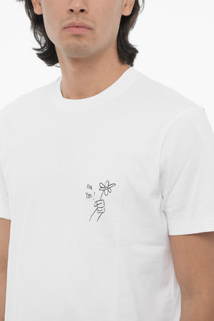 Rundhals-T-Shirt FOR YOU in Uni mit Kontrast-Print