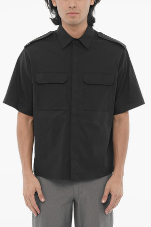 Camicia Loose Fit a Maniche Corte con Doppio Taschino