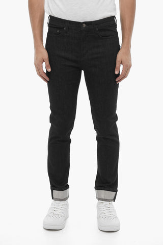 Cuffed Hem Dark Washed Skinny Fit Jeans 