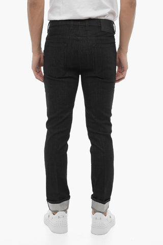 Cuffed Hem Dark Washed Skinny Fit Jeans 