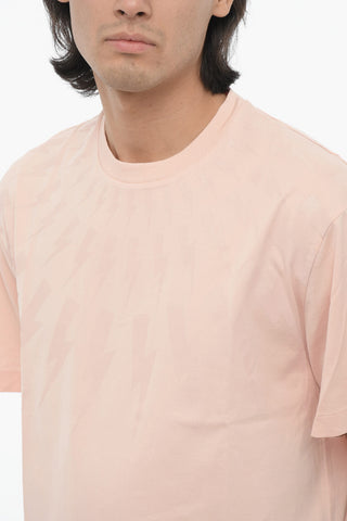 Crewneck T-Shirt Slim Fit FAIRISLE THUNDERBOLT with Tone-on-Tone Print