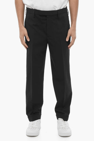 Solid Color Slim Fit Chino Pants with Adjustable Ankle