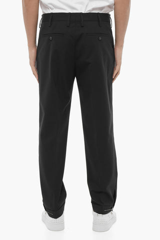 Solid Color Slim Fit Chino Pants with Adjustable Ankle