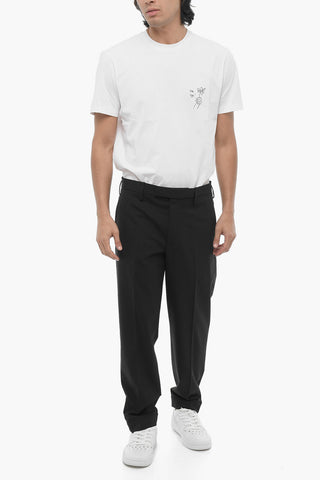 Solid Color Slim Fit Chino Pants with Adjustable Ankle