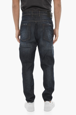 Jeans Dropped Crotch con Cuciture a Vista 16cm
