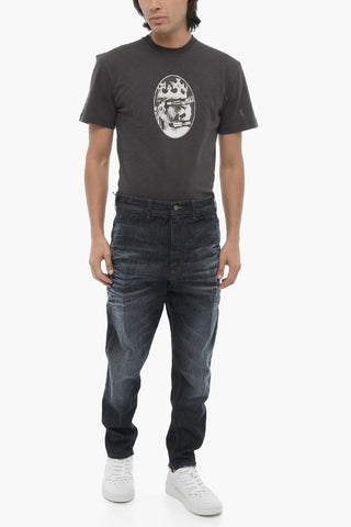 Jeans Dropped Crotch con Cuciture a Vista 16cm