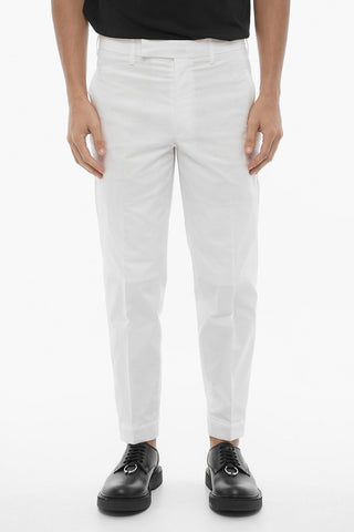 Solid Color Slim Fit Chino Pants with Adjustable Ankle