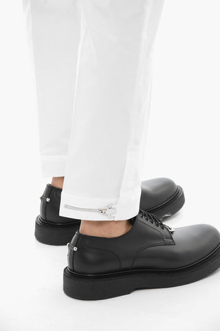 Solid Color Slim Fit Chino Pants with Adjustable Ankle