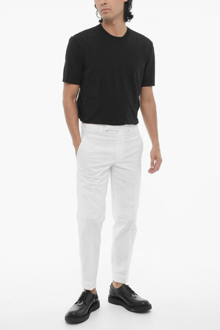 Solid Color Slim Fit Chino Pants with Adjustable Ankle
