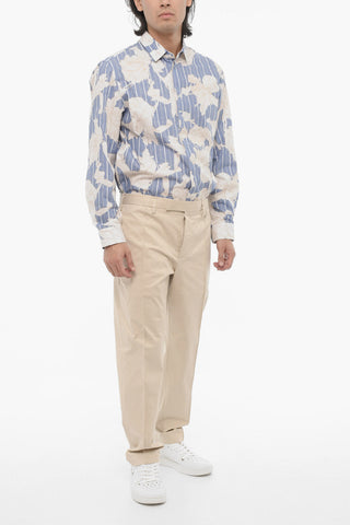 Slim Fit Low-Rise Trousers with Belt Loops