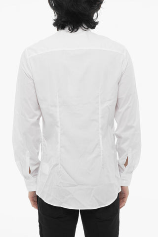 Solid Color Slim Fit Shirt with Contrasting Thunderbolt Embroidery