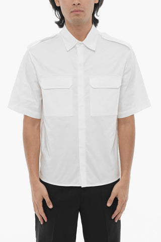Loose Fit Short Sleeves Military Shirt