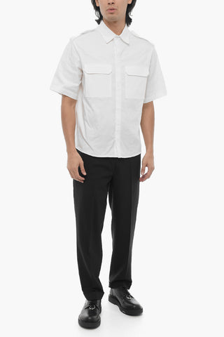 Loose Fit Short Sleeves Military Shirt