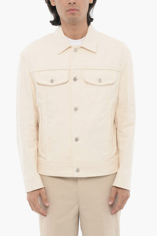 Giubbotto Slim Fit in Twill di Cotone con Bottoni Logati