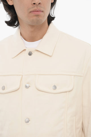 Giubbotto Slim Fit in Twill di Cotone con Bottoni Logati