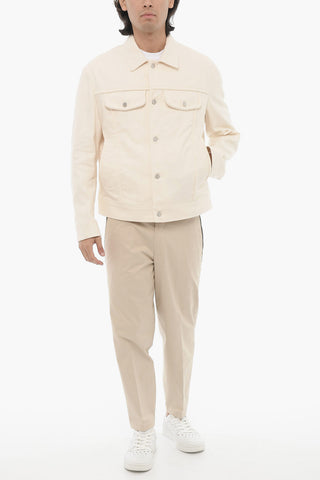 Giubbotto Slim Fit in Twill di Cotone con Bottoni Logati