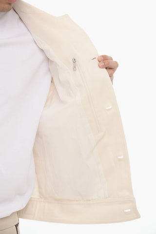 Giubbotto Slim Fit in Twill di Cotone con Bottoni Logati