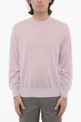 Solid Color Wool Crew-neck Sweater