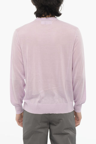 Solid Color Wool Crew-neck Sweater