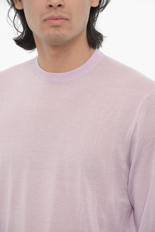 Solid Color Wool Crew-neck Sweater