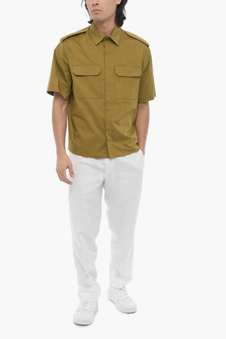 Camicia Loose Fit a Maniche Corte con Doppio Taschino