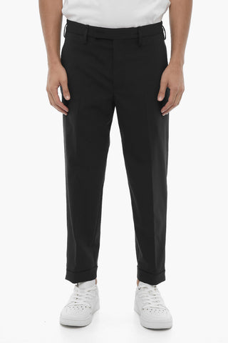 Solid Color Regular Waist Pants with Adjustable Ankle
